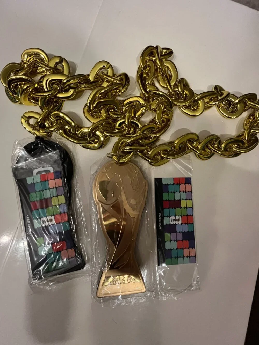 World Cup 2026 Gold Fan Chain with Trophy Pendant SET OF TWO (NWT)